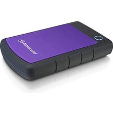 Transcend Storejet 25H3 2 Tb Harici Sabit Sürücü - 2,5 Inç, USB 3.1 Gen 1, Askeri Sınıf Darbeye Dayanıklı, Anti-Şok, Mor - TS2TSJ25H3P