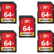 Gigastone Gıgastone 64GB Sdxc Hafıza Kartı Paketi 5'li, Dijital Kameralar Için 80 Mb/s'ye Kadar Canon Sony Olympus Pc, Uhs-I U1 Sınıf 10