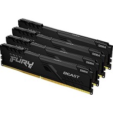 Kingston Fury Beast 64 GB (4X16 Gb) 3600 Mhz Ddr4 CL18 Masaüstü Bellek Seti, 4 KF436C18BBK4/64 ile