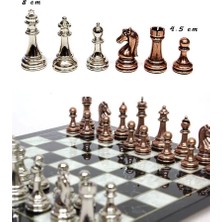 Authentic Ahşap Tahtalı Metal Taşlı Satranç Seti 33CM