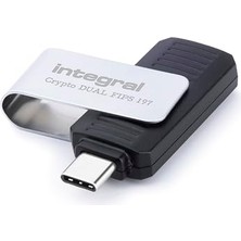 İntegral Integral 128 GB Crypto-C Çift Şifreli USB Flash Bellek Çubuğu, Güvenli Çift Şifreli Aes-Xts 256-BIT Donanım Şifreli USB 3.2, Fıps 197 Sertifikalı - Mac, Macbook, Pc, Dizüstü Bilgisayar Için