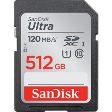 Sandisk Ultra Sdxc Uhs-I Hafıza Kartı 512 GB (Giriş Seviyesi ve Orta Sınıf Kompakt Kameralar Için, U1, Sınıf 10, 120 Mb/s Aktarım)