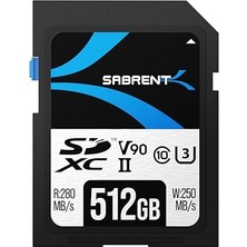 Sabrent Sd Kart 512 GB V90 Uhs-Iı U3 ​​​​sdxc Kart Sınıf 10, 280 Mb/s Okuma, 250 Mb/s Yazma - 4K 8k Video, Dslr, Drone, Kamera Için Profesyonel Bellek Kartı (SD-TL90-512 Gb)