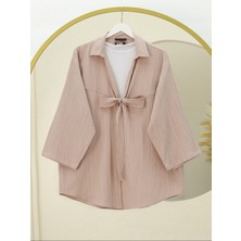 Modamorfo Önden Bağlamalı Krınkıl Kimono -Somon