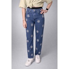 Levine Etnik Desenli Yüksek Bel Straight Jean