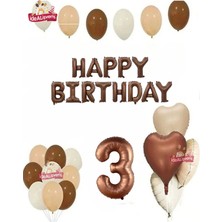 Bkmc Bohem Nude Kahve Yaş Doğum Günü Full Parti Seti Kahve Happy Birthday Balon Seti Süsü