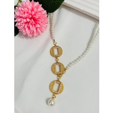 Roya Happiness Özel Tasarım Gram Altın Kolye 3'lü Gram Külçe Çerçeveli Inci Kolye Bileklik Seti Sevgiliye Hediye