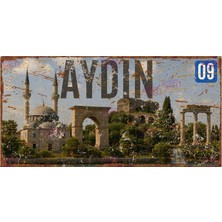 AYNED Print Aydın Dekoratif Pas Görünümlü Alüminyum Tabela – Rustik Şehir Konseptli Duvar Süsü