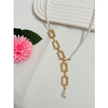 Roya Happiness Özel Tasarım Gram Altın Kolye 5’li Gram Külçe Çerçeveli Inci Kolye Bileklik Seti Sevgiliye Hediye