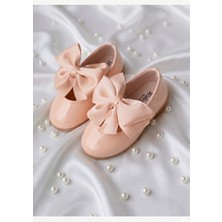 Welissa Soft Pudra Saten Fiyonklu Kız Çocuk Abiye Babet Suni Deri İnce Tabanlı