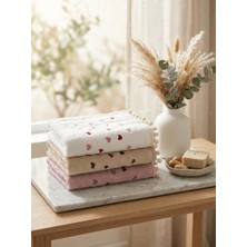 Dionisos Home Tekstil Ponponlu Kalp Nakışlı 3’lü El Yüz Havlu Seti 30X50 cm %100 Pamuk Yumuşak El Yüz Kurulama Havlusu