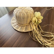 Aktarlife El Yapımı Rattan Şapka Dekoratif – Doğal Hasır Kadın Yaz Şapkası Çiçek Detaylı Bohem Stil