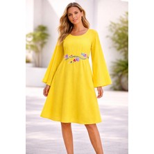 Tosbik Otantik Tosbikotantik Kişiye Özel Tasarım El Işi Kanaviçe Işlemeli Sarı Şile Bezi Elbise