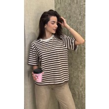 Leilaa Çizgili Basic Tshirt
