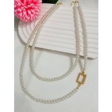 Roya Happiness  Gram Altın Kolye Gram Külçe Çerçeveli Vintage Inci Kolye Bileklik Seti Sevgiliye Özel Hediye Kutulu