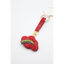Ares 01 Store 💗bulut Figür Kırmızı Taşlı Anahtarlık 💗