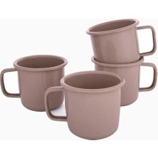 Barebones Rolled Enamelware Mug 4’lü Toz Pembe Emaye Kupa