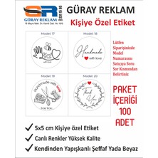 Güray Reklam 100 Adet Kişiye Özel El Emeği (Handmade) Etiket – 5x5 cm Şık Paketleme Stickerı
