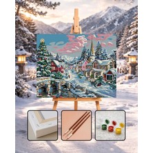 ORENDA HOBİ SANAT SAYILARLA BOYAMA Kasabada Yeni Yıl 40*50 cm Tuval