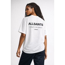 Camblys Unisex All Saınt Yazılı Sırt ve Ön Baskılı Oversize Kalın Kumaş Bol Kesim Pamuklu T-Shirt