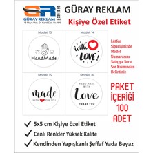 Güray Reklam 100 Adet Kişiye Özel El Emeği (Handmade) Etiket – 5x5 cm Şık Paketleme Stickerı