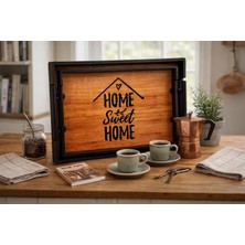 Aşkana 2’li Modern Servis Tepsisi Seti,plastik Dekoratif Sunum TEPSISI,36X26 CM+32X22 Cm,kahve, Çay Tepsisi,home