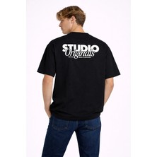 Camblys Unisex Kadın Erkek Studio Orgınal Sırt Baskılı Oversize Kalın Kumaş Bol Kesim Pamuklu T-Shirt