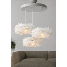 Luxora Design Beyaz Çiçek Tasarım 3’lü Sarkıt Avize