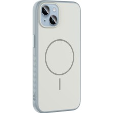 iPhone 15 ile Uyumlu Magsafe Şarj Özellikli Tea Kapak Gümüş