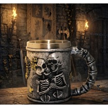 Sonsuz Aşk Iskelet Tasarımlı 3D Kabartmalı Çelik Kupa Bardak