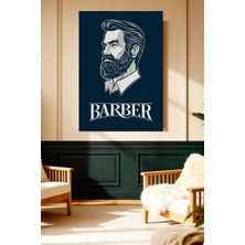Mushen Studio Barber Sakallı Erkek Portresi Vintage Kanvas Tablo Solvent Baskı Erkek Dekoru Duvar