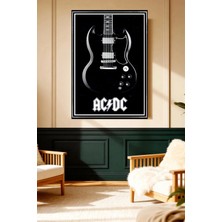 Mushen Studio Ac/dc Gitar Rock Tarzı Siyah Beyaz Kanvas Tablo
