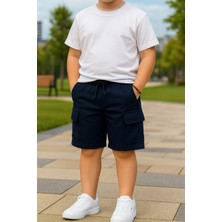 Toryum Tekstil Çift Kargo Cepli Bağcıklı Takma Kemerli Erkek Çocuk Şortu