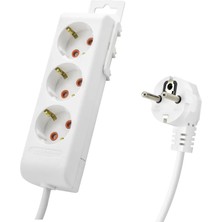 AyrStore Ri-Tech Topraklı Uzatma Kablosu 3 Priz 3 M - Beyaz