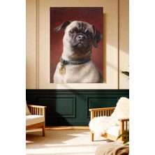 Mushen Studio Sevimli Pug Köpeği Portresi Kanvas Tablo Solvent Baskı Hayvan Sanatı Duvar Dekoru