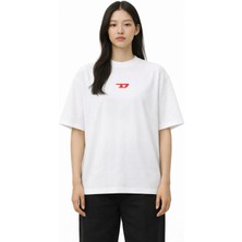 Camblys Kadın Erkek Unisex D Büyük Logo Dize Önlogo Baskılı Oversize Kalın Kumaş Bol Kesim Pamuklu T-Shirt