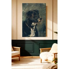 Mushen Studio Siyah Av Köpeği Portresi Vintage Kanvas Tablo Büyük Boy Yağlıboya Tarzı Köpek Resmi