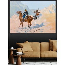 Mushen Studio Frederic Remington Kovboy Atlı Saldırı Batı Manzarası Kanvas Tablo