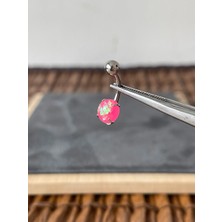Aida Jewelss %100 Cerrahi Çelik  Opal Fuşya Taş Çelik Göbek Piercing