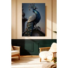 Kanvas Tablo Tavus Kuşu Mavi Tüy Lüks Doğa Dekor Hd Baskı Mushen Studio