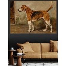Mushen Studio Kahverengi Tazı Köpek Portresi Vintage Kanvas Tablo Büyük Boy Yağlıboya Tarzı Köpek Resmi