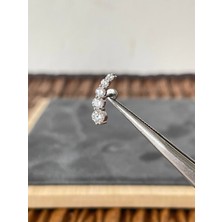 Aida Jewelss %100 Cerrahi Çelik  Beş Taş Diagonal Zirkon 6x1.2mm Çelik Labret Piercing