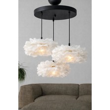 Luxora Design Beyaz Çiçek Tasarım 3’lü Sarkıt Avize – Zarif, Modern, Minimal, Şık ve Dekoratif