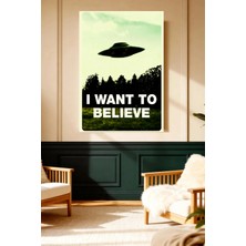 Mushen Studio I Want To Believe Ufo Uzaylı Retro Poster Kanvas Tablo
