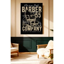 Mushen Studio Vintage Barber Shop 1955 Koltuk Retro Kanvas Tablo Solvent Baskı Erkek Dekoru Duvar