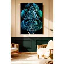 Mushen Studio Geometrik Üçgen Dalga Mandala Soyut Kanvas Tablo Solvent Baskı Modern Sanat Duvar