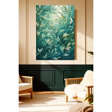 Mushen Studio Yeşil Yaprak Dalga Deseni Soyut Kanvas Tablo Solvent Baskı Modern Sanat Duvar Dekoru