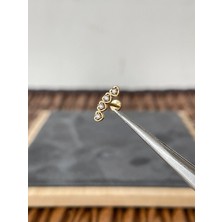 Aida Jewelss %100 Cerrahi Çelik  Dört Kalp Zirkon Altın 7x1.2mm Labret Piercing