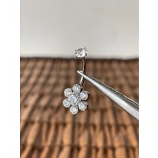 Aida Jewelss Yüksek Kalite G23 Titanium  Çiçek Zirkon Titanyum Göbek Piercing