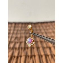 Aida Jewelss Yüksek Kalite G23 Titanium Mor Opal Taş  Titanyum Göbek Piercing